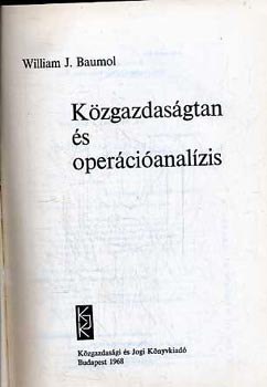 William J. Baumol - K�zgazdas�gtan �s oper�ci�anal�zis