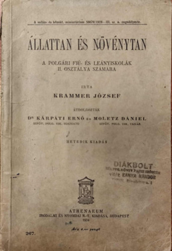 Krammer Jzsef - lattan s nvnytan a polgri fi- s lenyiskolk II. osztlya szmra