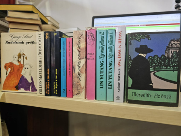 Colleen  McCullough, A. J. Cronin, Louis Bromfield, Joyce Carol Oates, Emil Zola, Lin Yutang, Marianne Fredriksson, George Meredith, k�nyvcsomag George Sand - 9db reg�ny 12 k�tetben, K�NYVMENT� AJ�NLAT: Rudolstadt gr�fn�+ T�vismadarak+ Ezt l�tj�k a csillagok I-II+ �rv�z Indi�ban I-II+ T�gy velem amit akarsz+ Nana+ Egy m�l� pillanat I-II+ Anna, Hanna �s Johanna+ Az �nz�