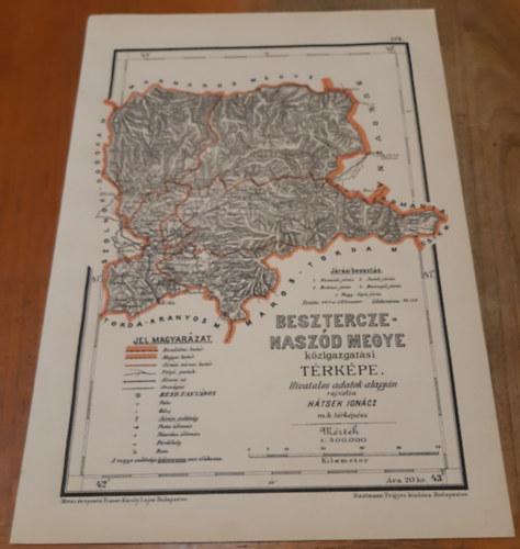 Hátsek Ignácz - Besztercze-Naszód megye közigazgatási térképe