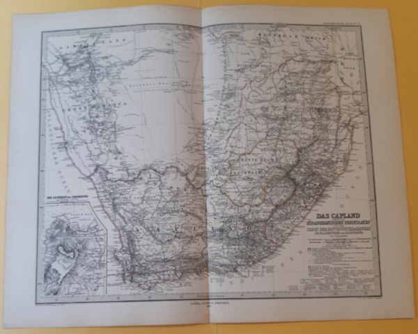 Petermann, A - Das Capland nebst dem S�d-Afrikanischen Freistaaten und dem Cebiet der Hottentotten & Kaffern Stieler's Hand-Atlas No. 72, 1 : 5.000.000 (ca. 38 x 47 cm) t�rk�p