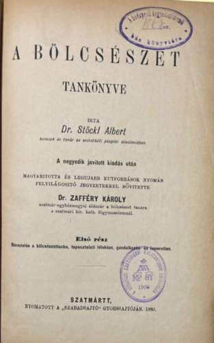 Dr. St�ckl Albert - A b�lcs�szet tank�nyve I.