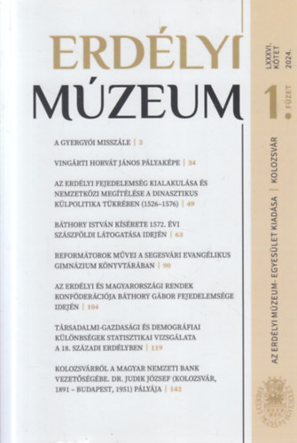 Erd�lyi M�zeum LXXXVI. k�tet 2024/1