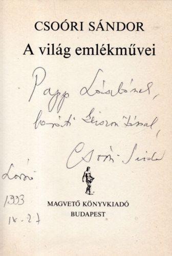 Cso�ri S�ndor - A vil�g eml�km�vei