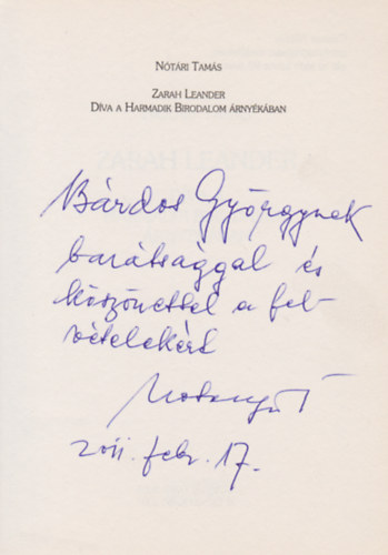 N�t�ri Tam�s - Zarah Leander - D�va a Harmadik Birodalom �rny�k�ban (CD mell�klettel) (Dedik�lt)