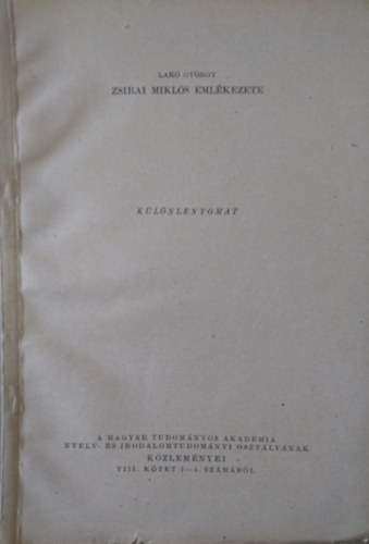 Lakó György - Zsirai Miklós emlékezete