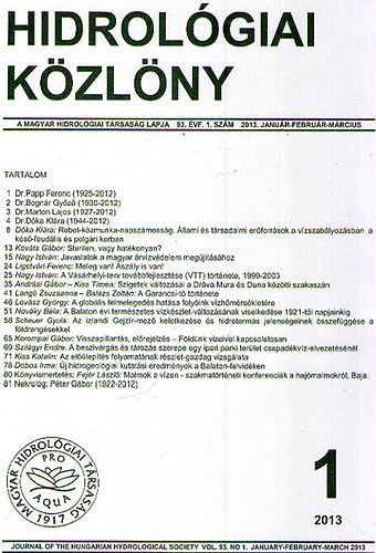 Hidrolgiai Kzlny 93/1. - 2013 Janur-Februr-Mrcius