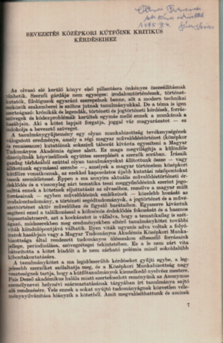 Székely György - Bevezetés középkori kútfőink kritikus kérdéseihez
