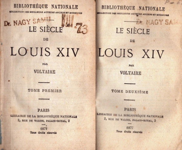 Voltaire - Le sicle de Louis XIV I-IV ktet egyben