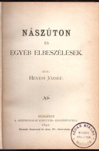 Hevesi Jzsef - Nszton s egyb elbeszlsek