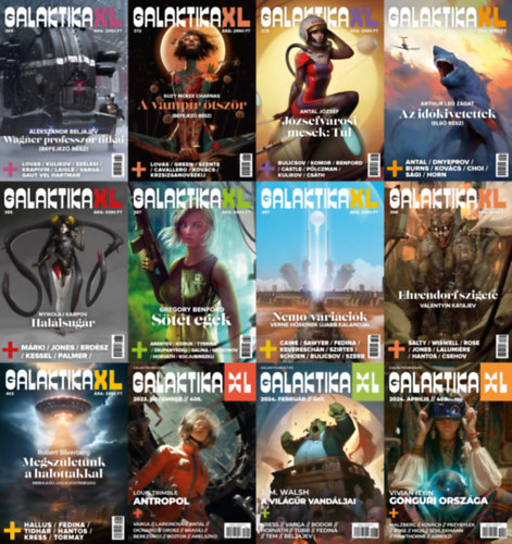 Francesca Cavallero Joseph Green Kovács Attila Lovas Alekszandr Beljajev Jean-Pierre Laigle Lovas Lajos Roman Kulikov Sergio Gaut Vel Hartman Szélesi Sándor Varga Csaba Béla Vlagyiszlav Krapivin - 12 db GalaktikaXL sci-fi magazin: Galaktika 369XL + Galaktika 372XL + Galaktika 378XL + Galaktika 379XL + Galaktika 385XL + Galaktika 387XL + Galaktika 397XL + Galaktika 398XL + Galaktika 403XL + Galaktika 405XL+ Galaktika 407XL + Galaktika 409XL