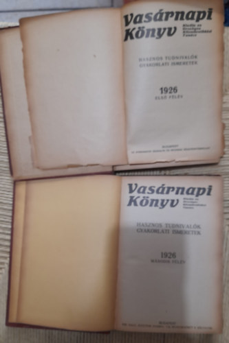 2 k�tetben Vas�rnapi k�nyv 1926 I-II. f�l�v
