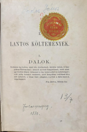 I. Lantos K�ltem�nyek - Dalok
