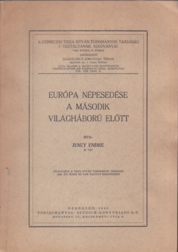 Jeney Endre - Eur�pa n�pesed�se a m�sodik vil�gh�bor� el�tt