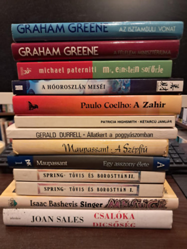 Guy De Maupassant, Howard Spring, Gerald Durrell, Michael Paterniti, I. B. Singer, Joan Sales, Paulo Coelho Graham Greene - 13 db-os vilgirodalmi KNYVMENT AJNLAT: Az isztambuli vonat+A flelem minisztriuma+Egy asszony lete+A szpfi+Tvis s borostyn+