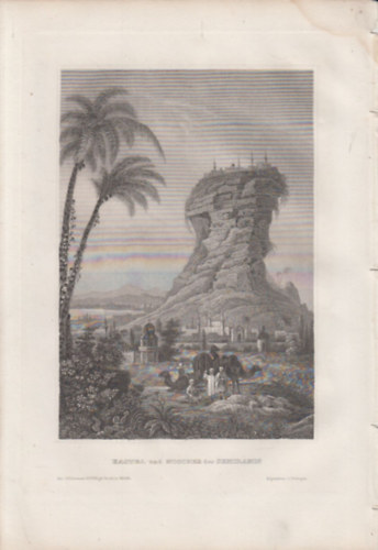 Kastel und Moschee der Semiramis (Szemiramisz kastélya és mecsetje, Ázsia) (16x23,5 cm lapméretű eredeti acélmetszet, 1856-ból)