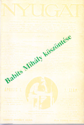 Babits Mih�ly k�sz�nt�se (Nyugat-1924)- minik�nyv