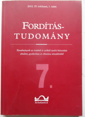 Fordítástudomány IV. évfolyam 1. szám 2002.