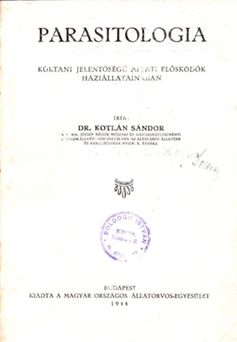 Dr.Kotl�n S�ndor - Parasitologia