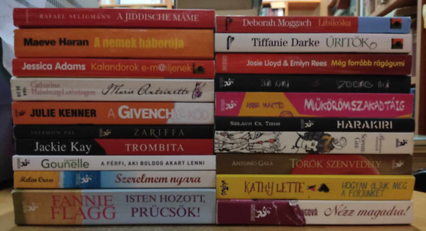 20 db romantikus regény, vegyes címek leírva a terméklapon