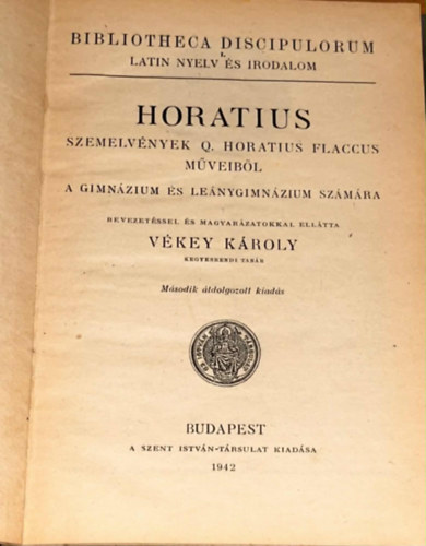 Horatius- Szemelvények Q. Horatius Flaccus műveiből
