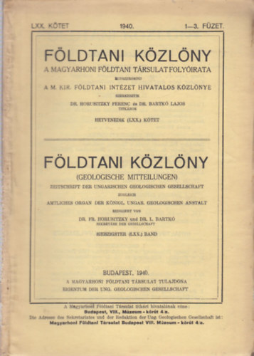 Fldtani kzlny 1940/1-12 (Teljes vfolyam lapszmonknt)