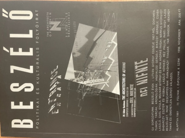 Beszélő Politikai és Kulturális Folyóirat III.folyam, I.évfolyam 8.szám. 1996. november