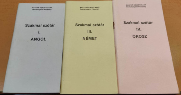 Magyar Nemzeti Bank - 3 db Szakmai sztr: I. Angol + III. Nmet + IV. Orosz