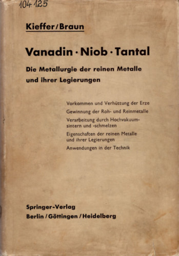 Horst Braun Richard Kieffer - Vanadin Niob Tantal