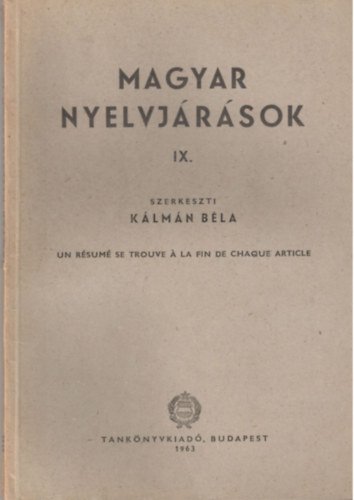 Magyar nyelvj�r�sok IX.