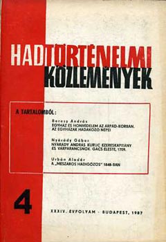 Benda K�lm�n - Hadt�rt�nelmi k�zlem�nyek 34. �vf. 4. 1987