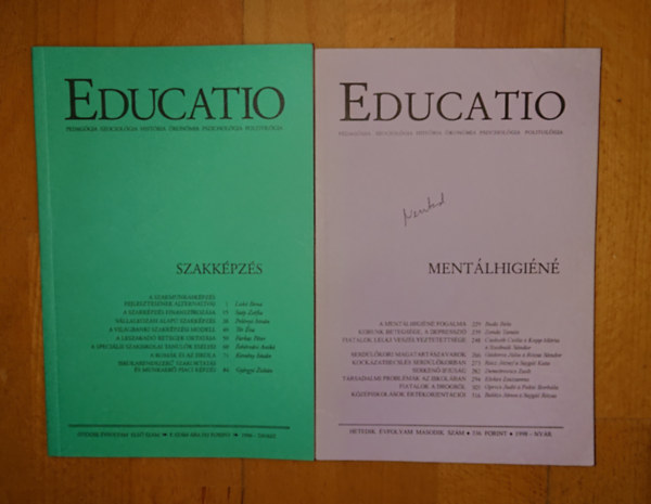 Az Educatio című pedagógiai folyóirat két száma: Educatio 1996 - tavasz, Educatio 1998 - nyár