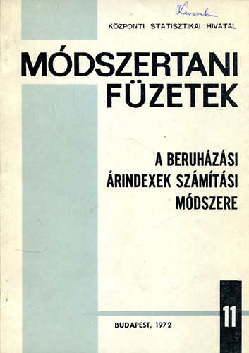 dr. Tar J�zsef - A beruh�z�si �rindexek sz�m�t�si m�dszere (M�dszertani f�zetek 11)