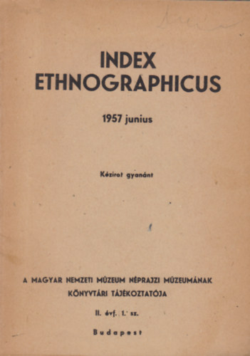 Budapest - Index ethnographicus 1957 jnius