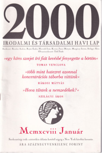 Bojtr Endre - 2000 Irodalmi s Trsadalmi Havi Lap - 1998. Janur