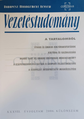 Vezetéstudomány - A tartalomból XXXVII. évf. 2006. különszám