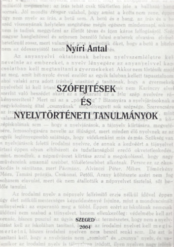 Nyíri Antal - Szófejtések és nyelvtörténeti tanulmányok