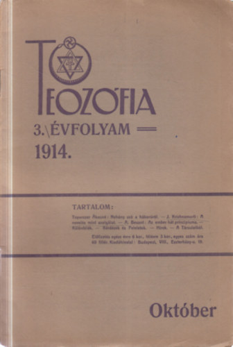 Dr. R�zsaffy Dezs�  (szerk.) - Teoz�fia 1914. okt�ber