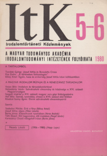 Irodalomtörténeti Közlemények 5-6 / 1980