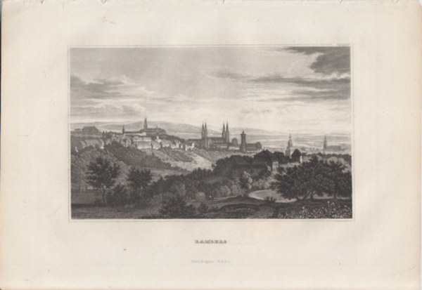 Bamberg (vros, Nmetorszg, Eurpa) (16x23,5 cm lapmret eredeti aclmetszet, 1856-bl)