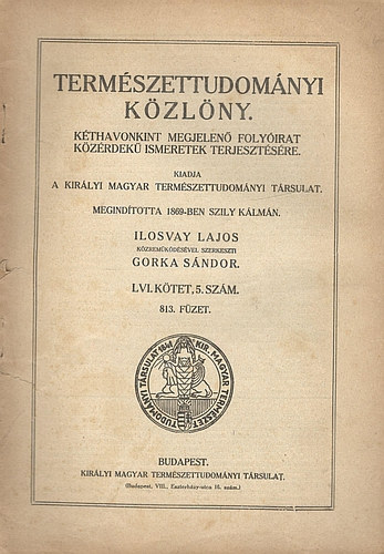 Természettudomány közlöny - LVI. kötet 5. szám. 813. füzet