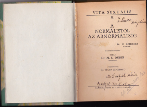 Dr. M. E. Dubin - Vita Sexualis II. - A normálistól az abnormálisig