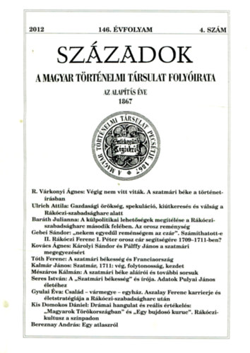 Századok - A Magyar Történelmi Társulat folyóirata 2012/4. (146. évfolyam)