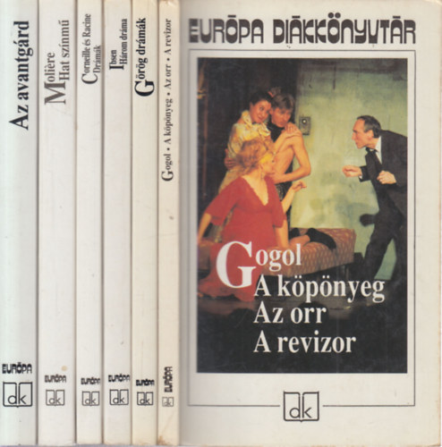 Ford.: Devecseri G�bor Gogol - Arany J�nos - Henrik Ibsen, Moli�re Trencs�nyi-Waldapfel Imre - 6 db. Eur�pa di�kk�nyvt�r (A k�p�nyeg - Az orr - A revizor + G�r�g dr�m�k + H�rom dr�ma + Corneille �s Racine dr�m�k + Hat sz�nm� + Az avantg�rd)