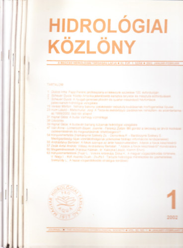 Hidrolgiai kzlny 2002/1-6. (teljes vfolyam, lapszmonknt)