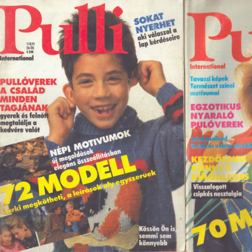 Rkoskerti Judit   (fszerk.) - 2 db Pulli International kzimunka magazin: 1990/1 tavasz-nyr + Pulli 72 modell
