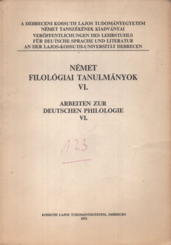 Német Filológiai tanulmányok VI. (Arbeiten zur Deutschen Philologie VI.)