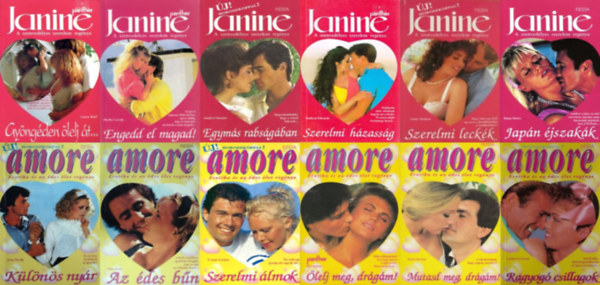 Sandra Chastain, Sandy Madison, Diana Moore, Anne Neville, Linden Grierson, Serita Stevens, Yvonne Gorden, Ellen Piano, Bef Malone Phyllis Carroll - 12 db  az Amore �s a Janine sorozatb�l: K�l�n�s ny�r + Ragyog� csillagok+ Mutasd meg dr�g�m! + Szerekmi �lmok + Az �des b�n + �lelj meg dr�g�m! + Engedd el magad + Szerelmi h�zass�g + Gy�ng�den �lelj �t... + Egym�s rabs�g�ban