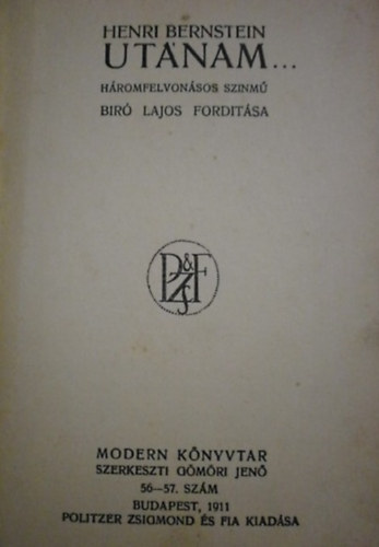 Henri Bernstein - Utnam... Hromfelvonsos sznm
