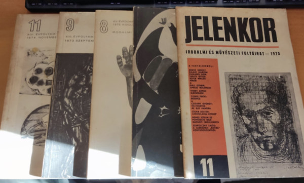 5 db irodalmi magazin, vegyesen, "j rs" + "Jelenkor" (lapszmok a termklapon, sajt fot)
